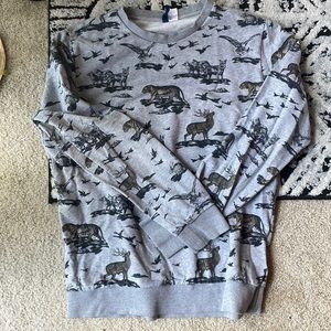 Divided, grey crewneck wildlife